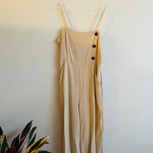 Forever 21 Linen Blend Spaghetti Strap Jumpsuit